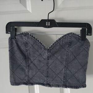 Retrofête RTR Stone Quilted Pattern Denim Top Size M
